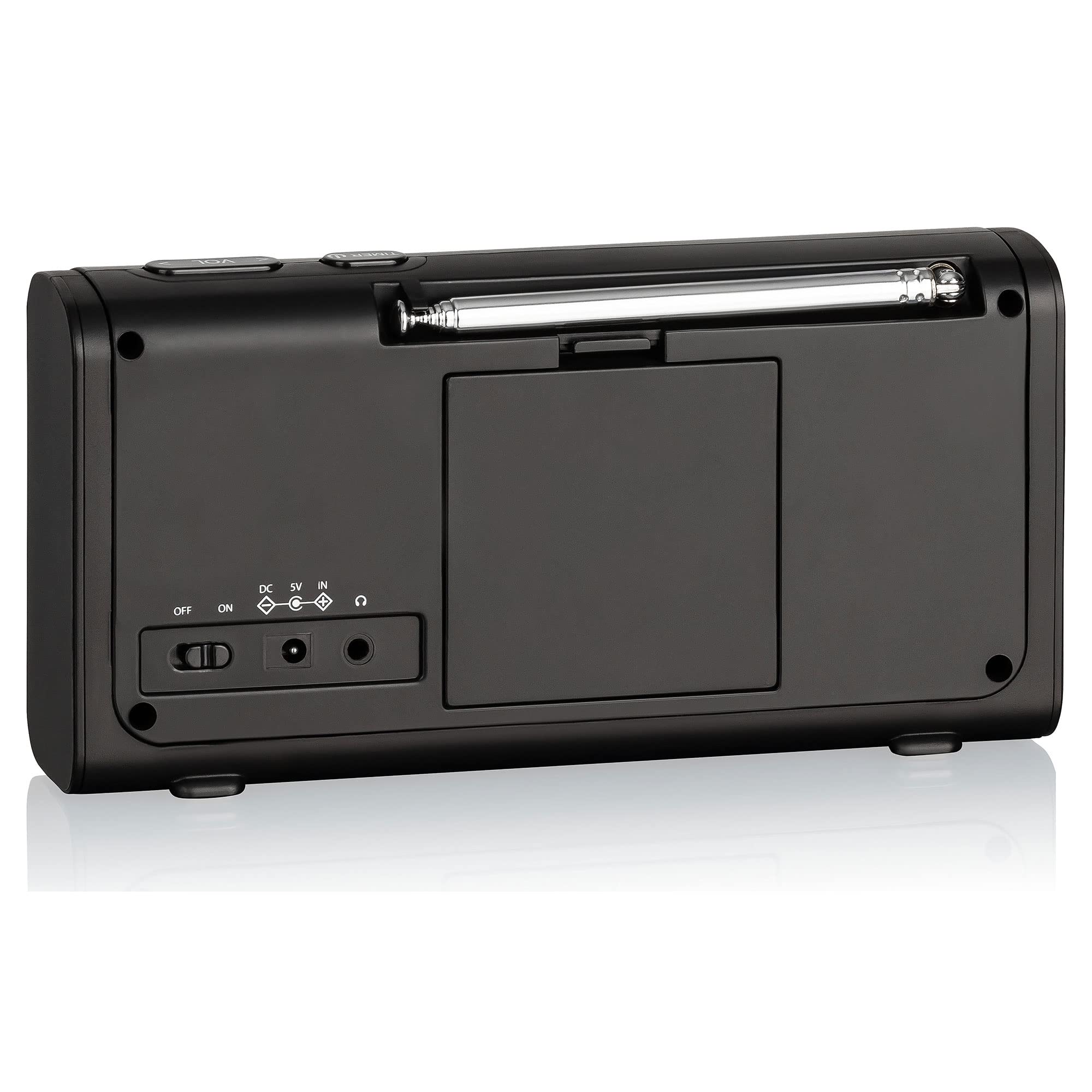 Roadstar TRA-300D+BK Radio Portátil Digital Dab/Dab+/FM, Funciona a Red/Pilas, Toma de Auriculares, Transistor Pequeño y Ligero, Altavoz 8W, Alarma Dual, Temporizador para Apagado, Negro