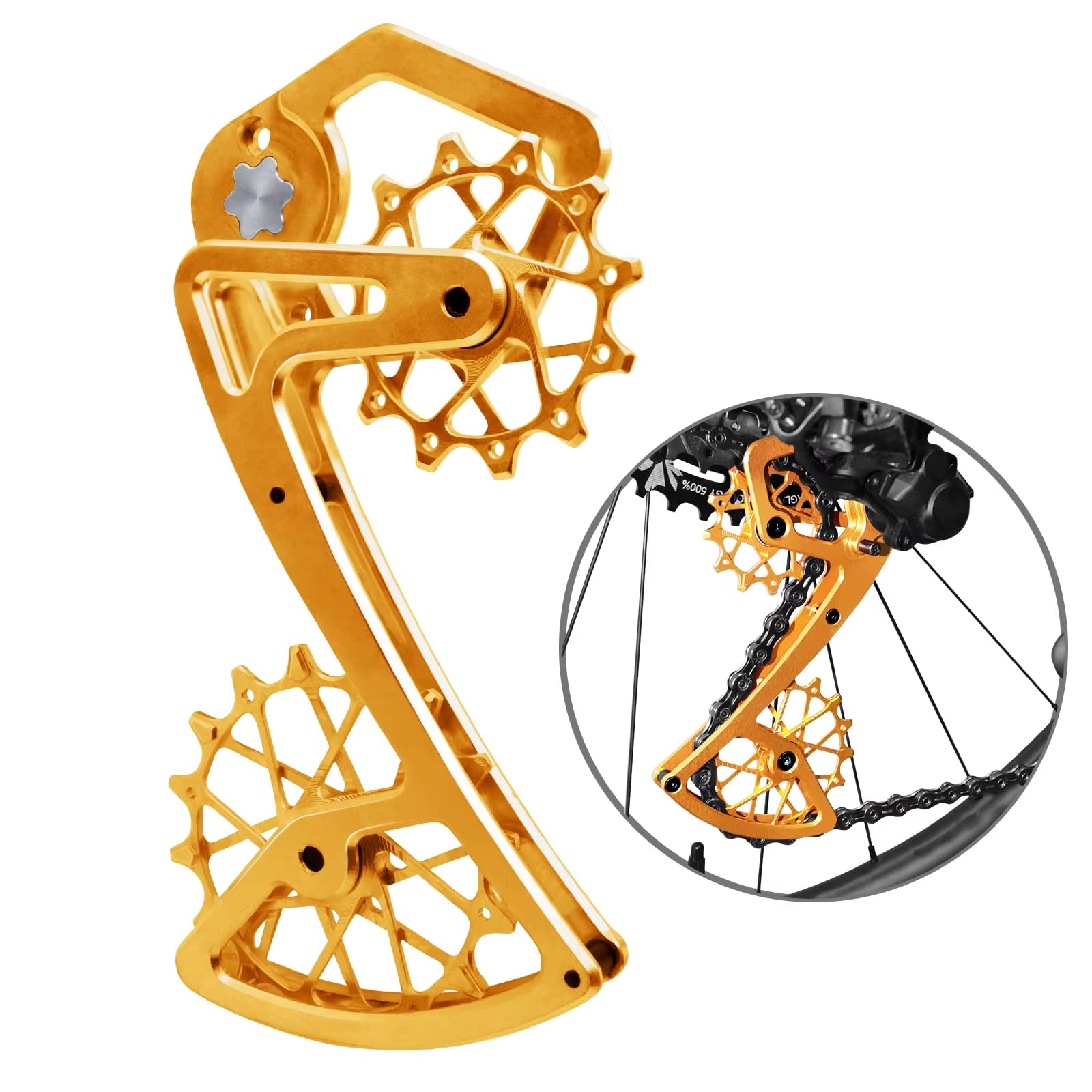 Para desviador trasero de bicicleta 12T+16T, ruedas de polea para SRAM 11/12 velocidades, poleas de desviador de gran tamaño, diseño de oso de cerámica ultraligero