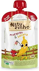 Natuzinho, Papinha Orgânica para Bebê, Sabor Morango e Banana, Sem Açúcar, Aditivos ou Conservantes, Estimula o Paladar, 99g