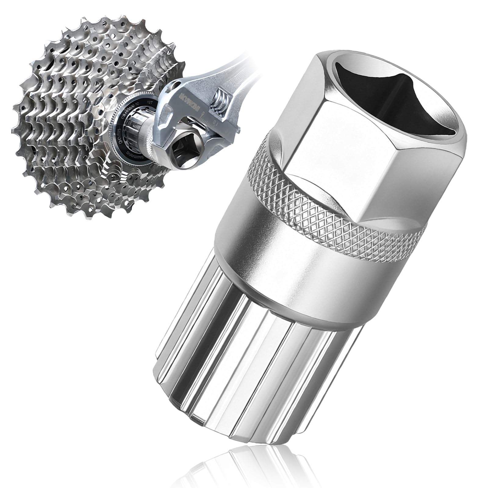 Bicycle Freewheel Removal Tool, Carbon Steel Cassette Removal Tool, Silver Cassette Lockring Tool for Mountain Bike, Heavy Duty Lockring Remover Compatible with Shimano Sunrace SRAM DNP 6-11 Speed
