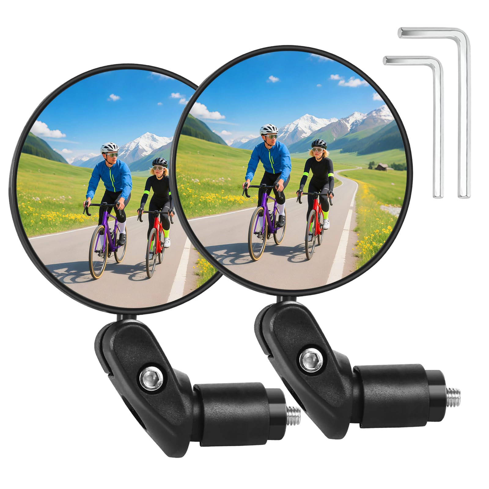 2 Stück Fahrradspiegel Klein - Fahrradspiegel HD 360° Verstellbar und 180 ° Faltbar - Rückspiegel Fahrrad für Rund Lenkerende 18-22 mm Universal für E-bike Links, Mountainbike, Rennrad, Scooter
