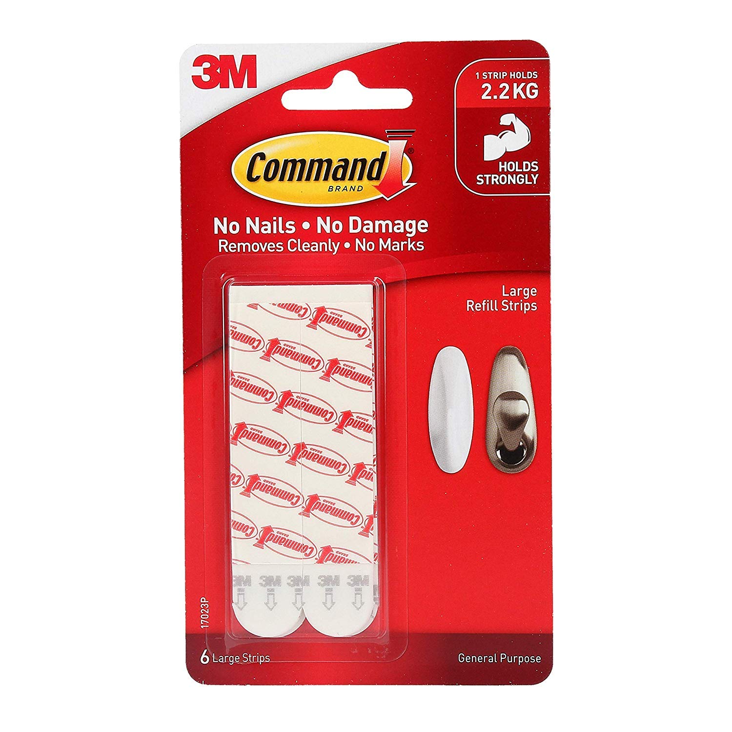 Command Refill Strips, Large, White, 6-strips (17023p-es) 4-Pack white — image 1