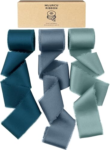 Vista 84 de Burgundy Dark Red Silk Ribbon 1-1/2 Inch x 21Yds Handmade Fringe Silky Chiffon Frayed Fabric Ribbon for Gift Wrapping, Flower Bouquet, Wedding