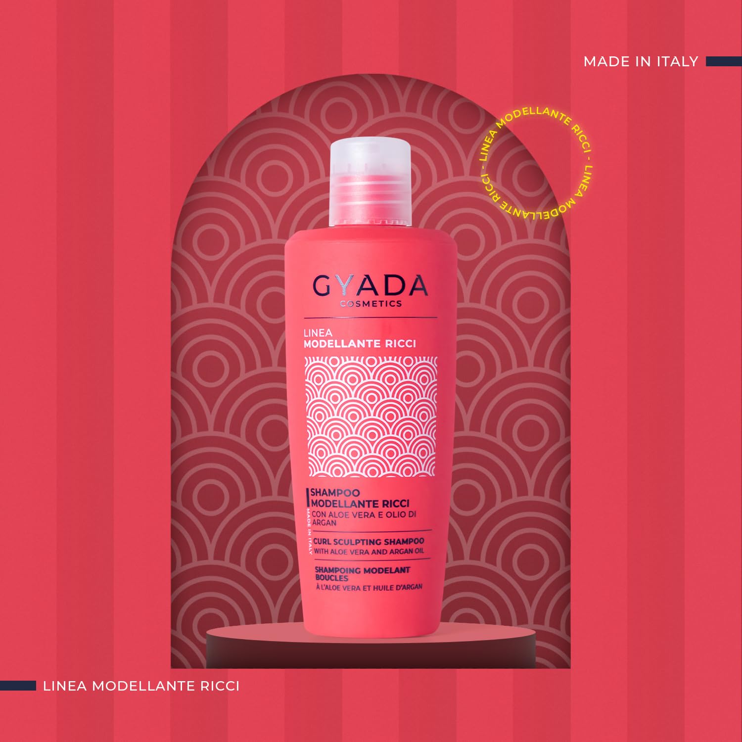 GYADA COSMETICS, Shampooing Modelant Bouclé, pour Cheveux Bouclés et Ondulés, Nettoyage doux, Hydratant, Élastifiant, Action Anti-frisottis, l’huile d’Argan, 250 ml