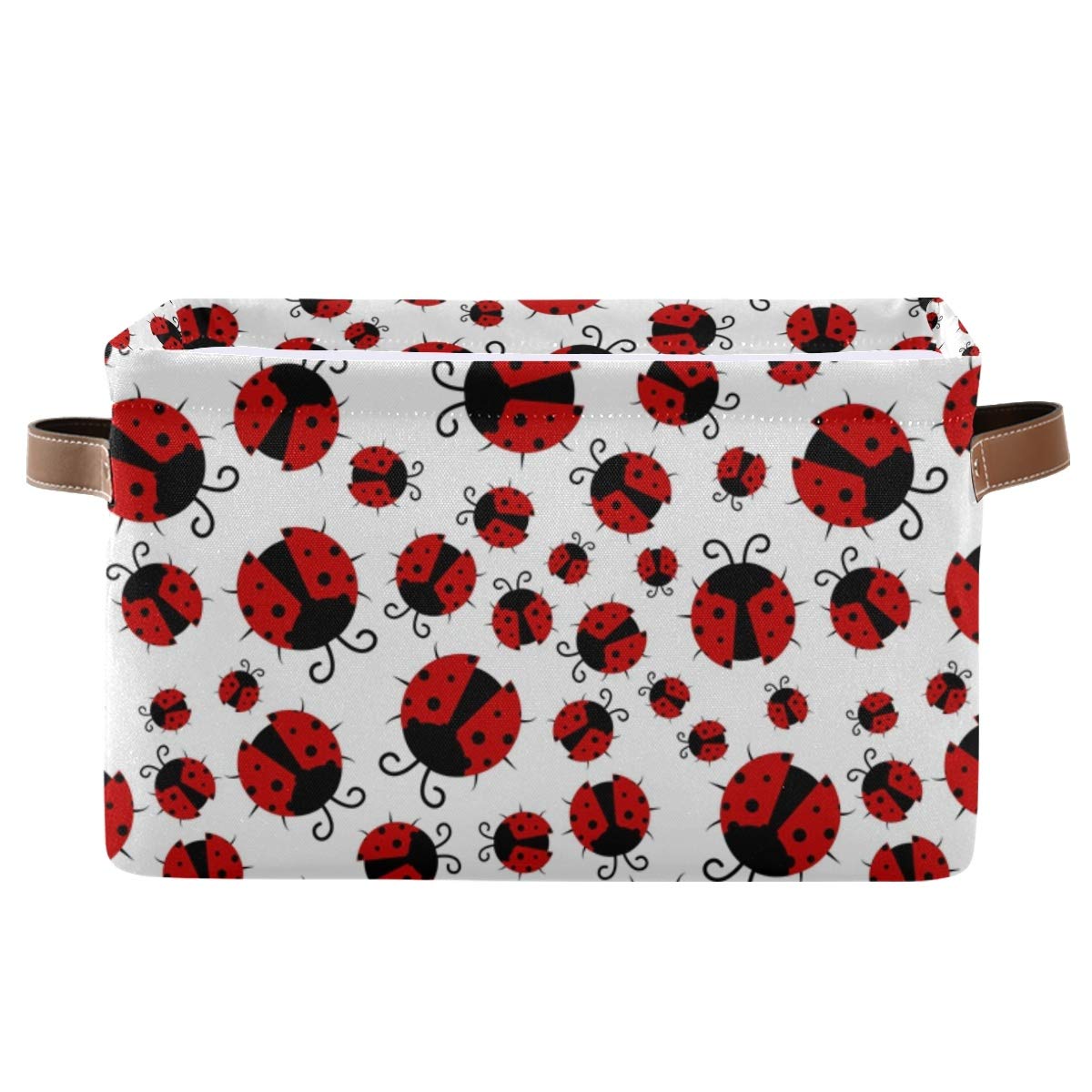 Weilife Animal Ladybugs Print Storage Basket Bins, Collapsible Storage Cube Fabric Rectangle Storage Box with Handles for Shelf Closet Nursery Home Office 1 Pack