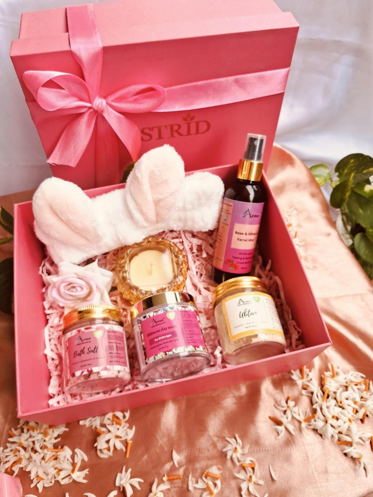 Radiant Diwali Bliss Self-Care Glow Gift Box by Astrid | Handmade Gifting | Rose water, Bath Salt, Ubtan, Hibiscus Clay mask-image-21