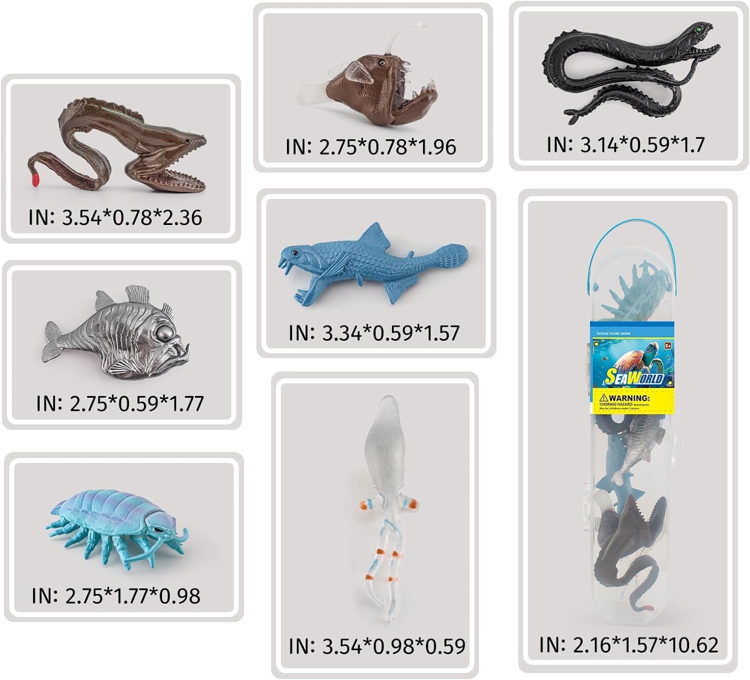 Liberty Imports 7 PCS Deep Sea Creatures Mini Figurines Set - Prehistoric Ocean Plastic Ancient Marine Animal Figures, Party Decoration Montessori Toys for Kids Toddlers