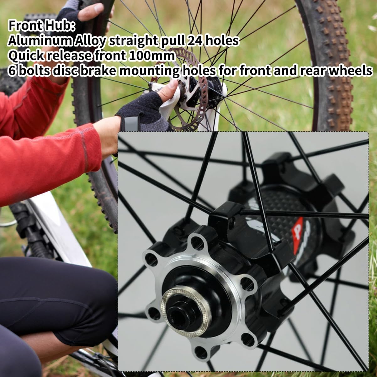 26/27,5/29 Zoll Mountainbike-Laufradsatz Schnellspann-Vorder- Und Hinterräder Aluminiumlegierungsfelgen Scheibenbremse 24H Naben Für 8/9/10/11/12 Gänge