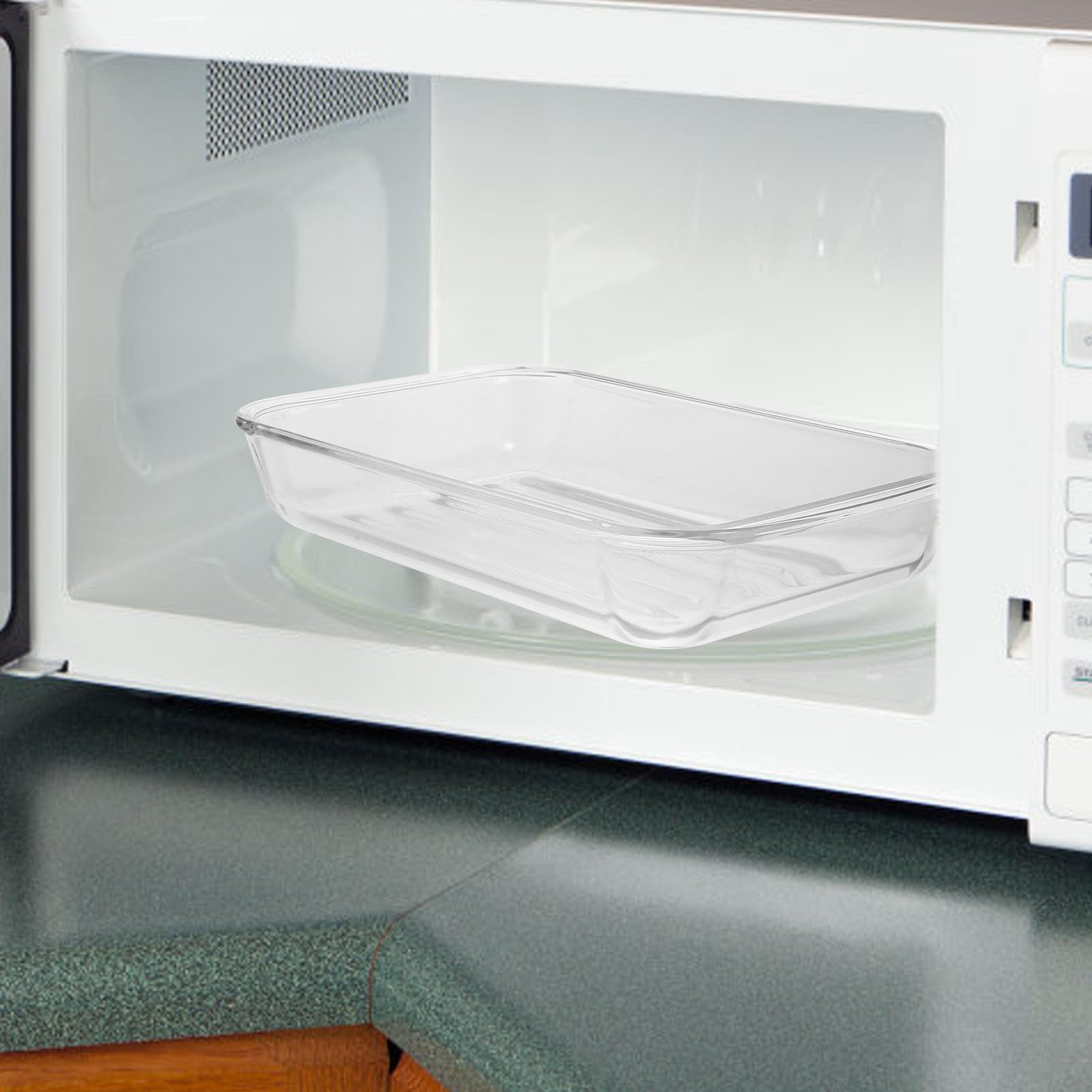 Toyvian Fuente para Hornear de Vidrio Templado 1.5l Resistente al Calor, Reutilizable y Práctica para Horno y Microondas en Estilo Simple