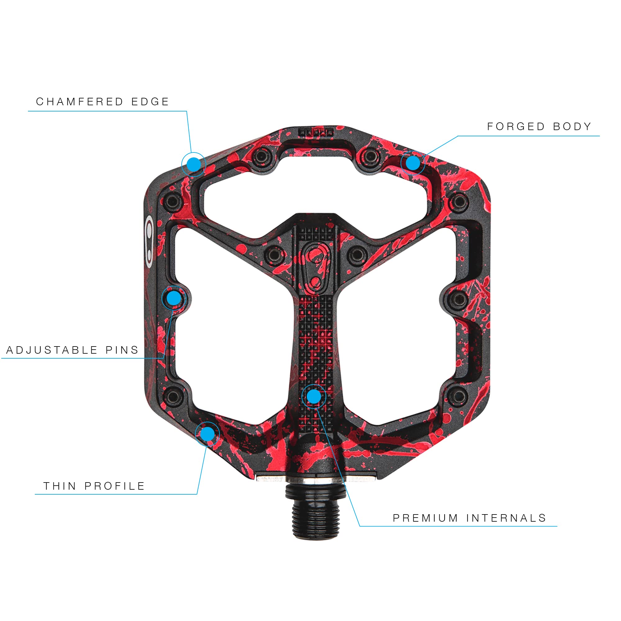 crankbrothers stamp 7 SMALL レッド フラットペダル Stamp 7 Small Alloy Flat Pedals - Red Splatter