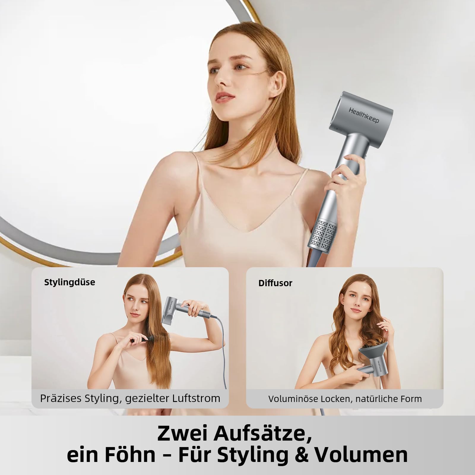 Phon Capelli Professionale – Asciugatura Rapida, Anti-Crespo, 1500 W Motore Brushless, 200M Ioni Negativi, Diffusore Incluso