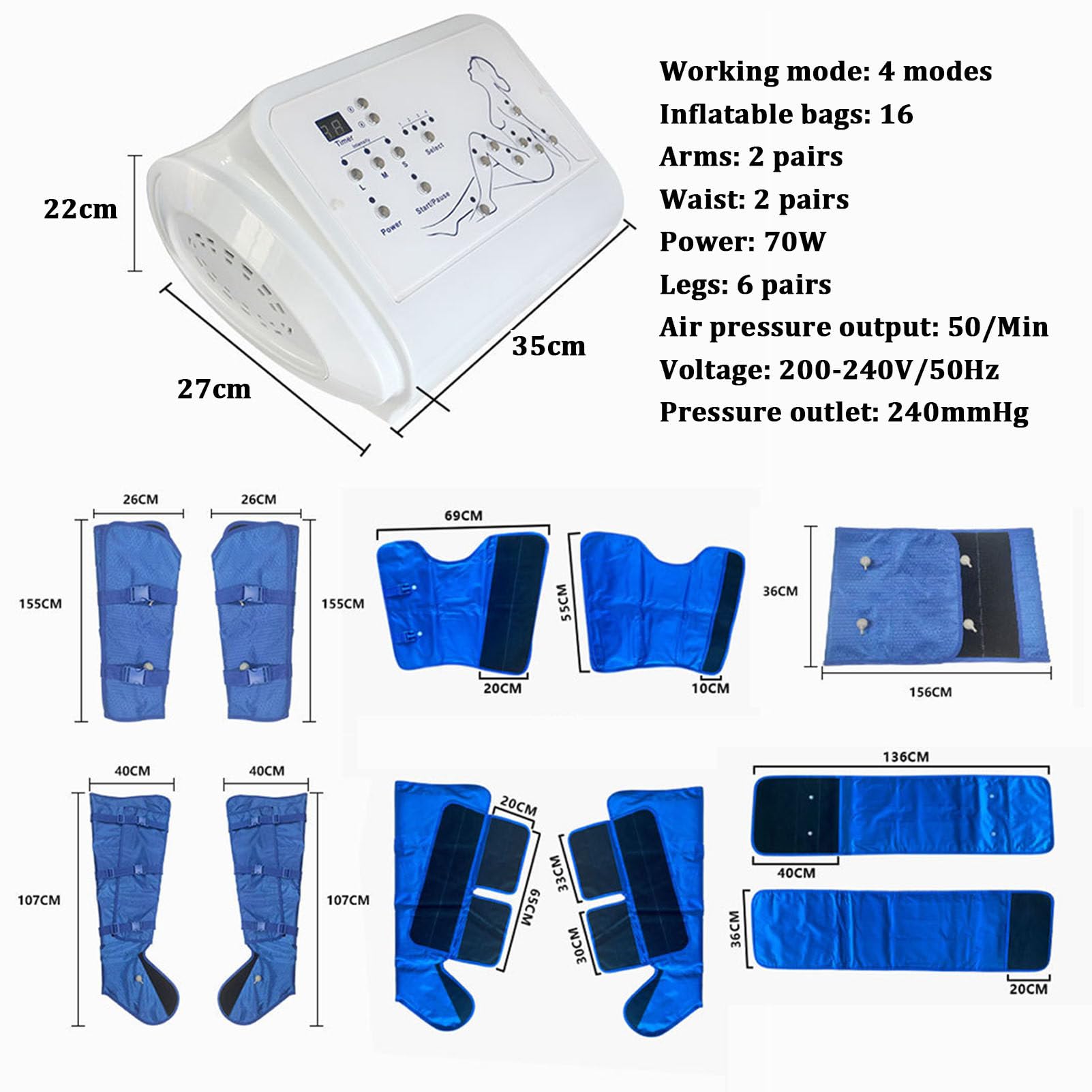 Máquina profesional de drenaje linfático con masaje de aire a presión, masaje desintoxicante para piernas, cintura y brazos, instrumento de belleza para esculpir el cuerpo y adelgazar.