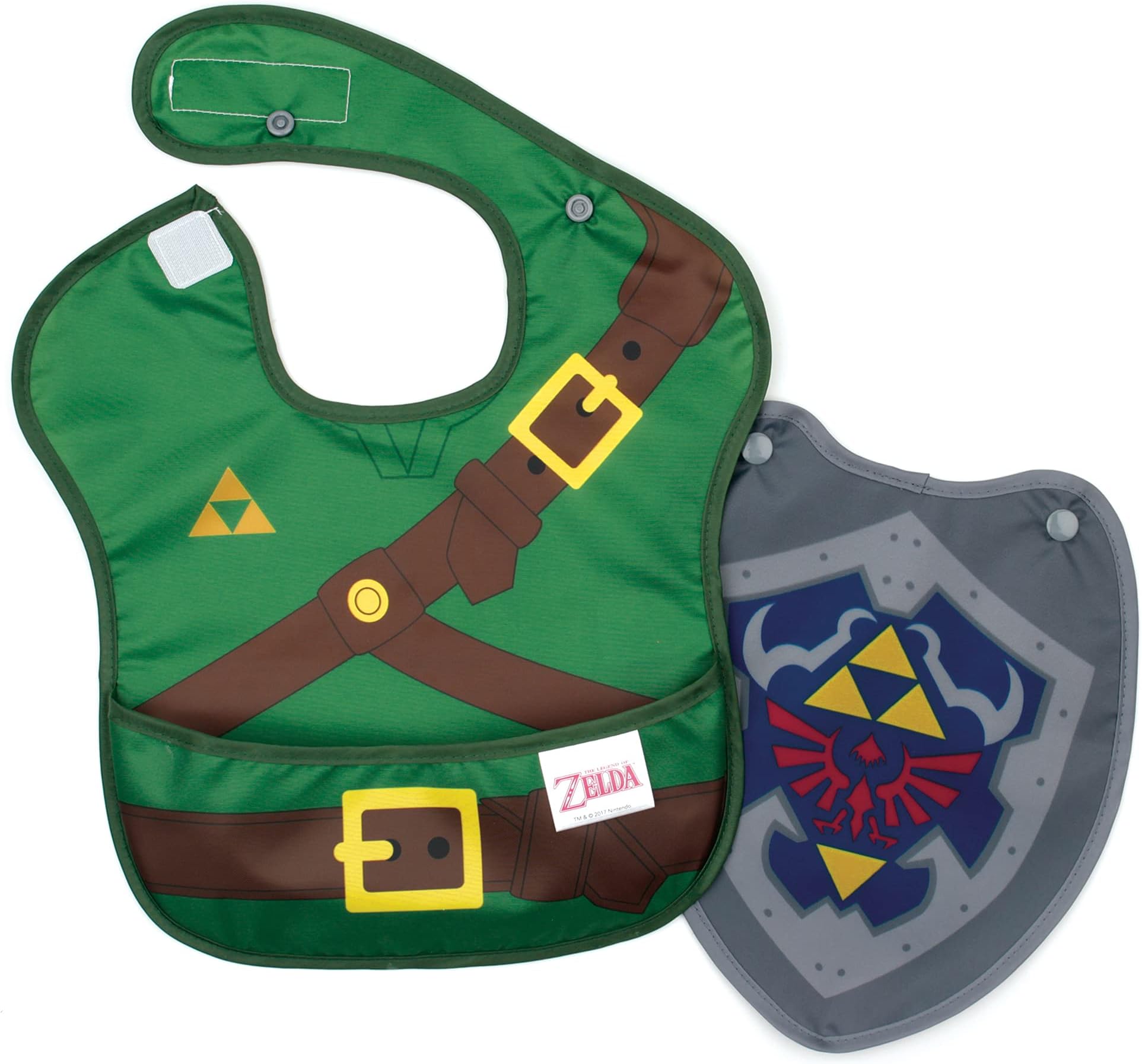 Bumkins Nintendo Bibs for Girl or Boy, SuperBib with Cape for Baby and Toddler 6-24 Months, Essential Must Have for Eating, Feeding, Baby Led Weaning Supplies, Mess Saving Catch Food, Legend of Zelda