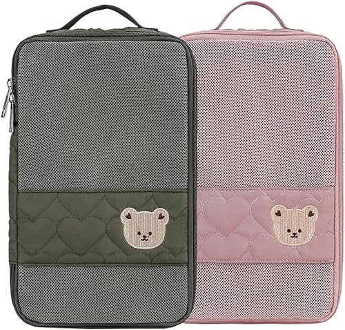 Bolsas organizadoras para pañales para bebé, paquete de 2 bolsas impermeables para colgar pañales, bolsa de malla con oso linda, reutilizable,