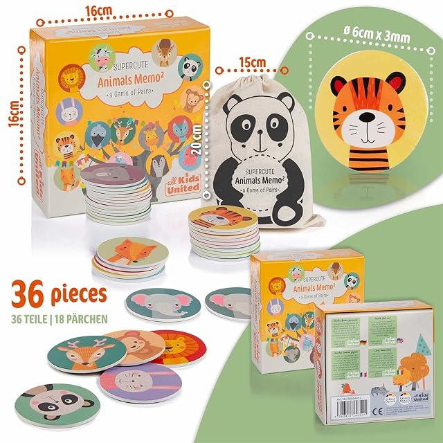 Foto 2 de 7 de all Kids United® Juego de Memoria Parejas - 36 Fichas de Madera