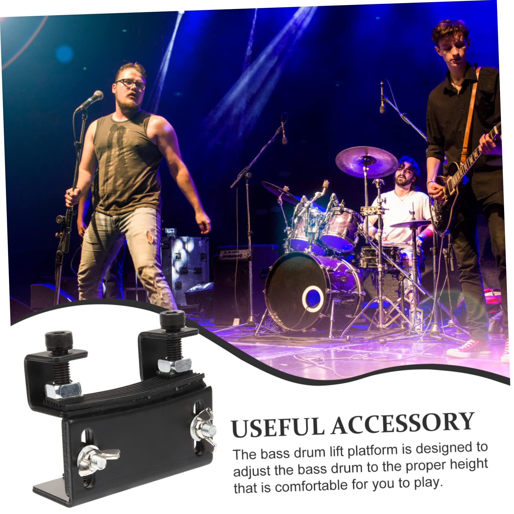 Toddmomy Sollevatore Per Grancassa in Metallo Nero, Piattaforma Elevatrice Per Parte Di Batteria, Accessorio Supporto Regolabile Per Principianti e Batteristi