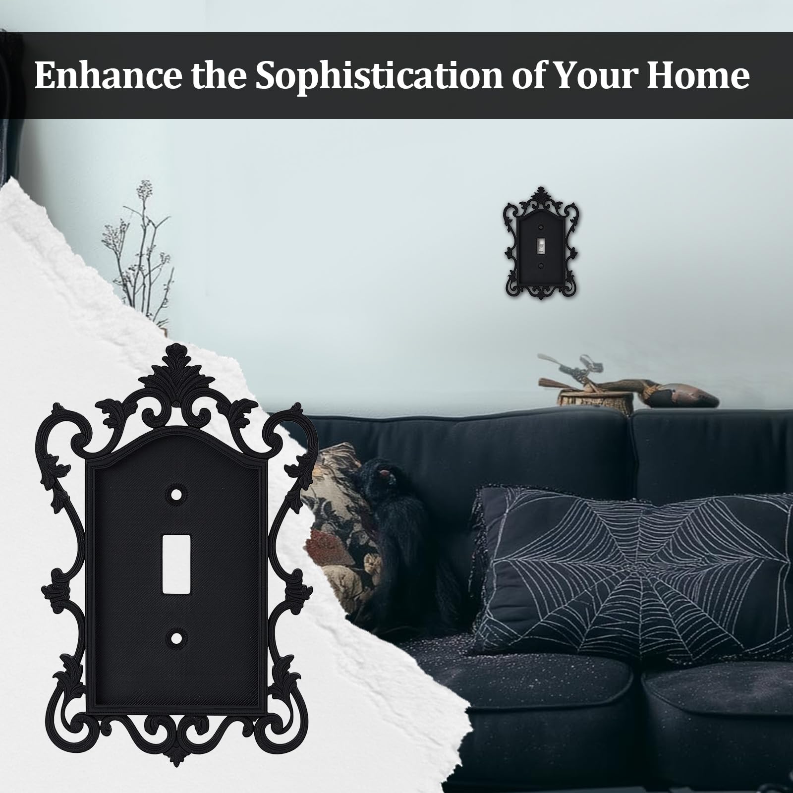 4 piastre di copertura per interruttori della luce, stile vittoriano, gotico, antico, per interni, da parete, accessori per cucina, casa, ufficio, decorazione (interruttore singolo)