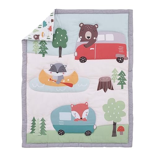 Miniatura 2 de NoJo Elephant Stroll Dream Big Clouds  Stars con borde de cheurón juego de cama de 3 piezas edredón sábana bajera para cuna y falda de cuna gris