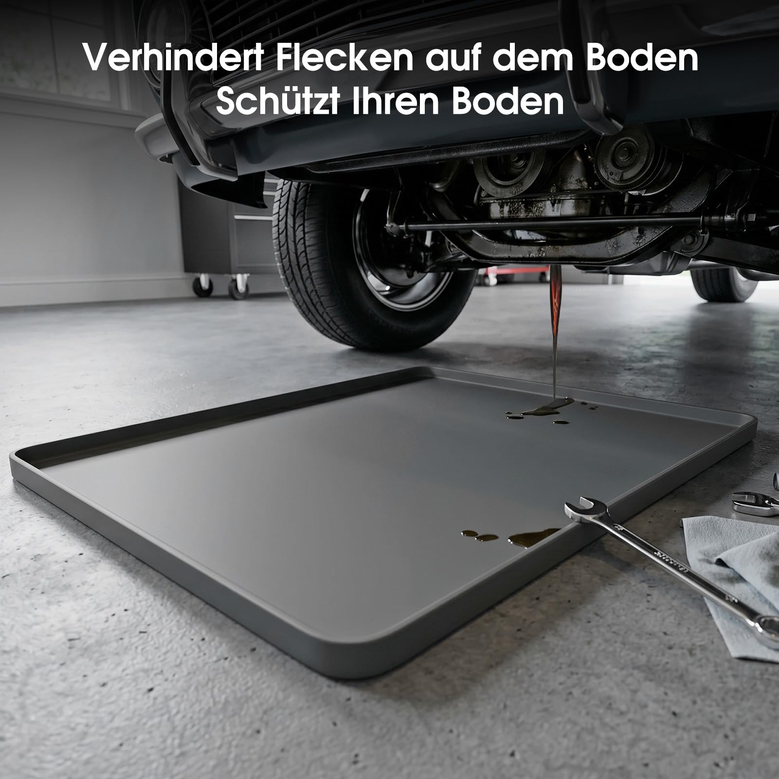86x56cm Silikon Ölauffangwanne Auffangwanne Faltbar Flexibel Rissfest Anti-Leck Mehrzweck Garage Werkstatt Reise Auto Reparatur Öl Auffangmatte Unterbodenschutz Werkzeug Unterlage