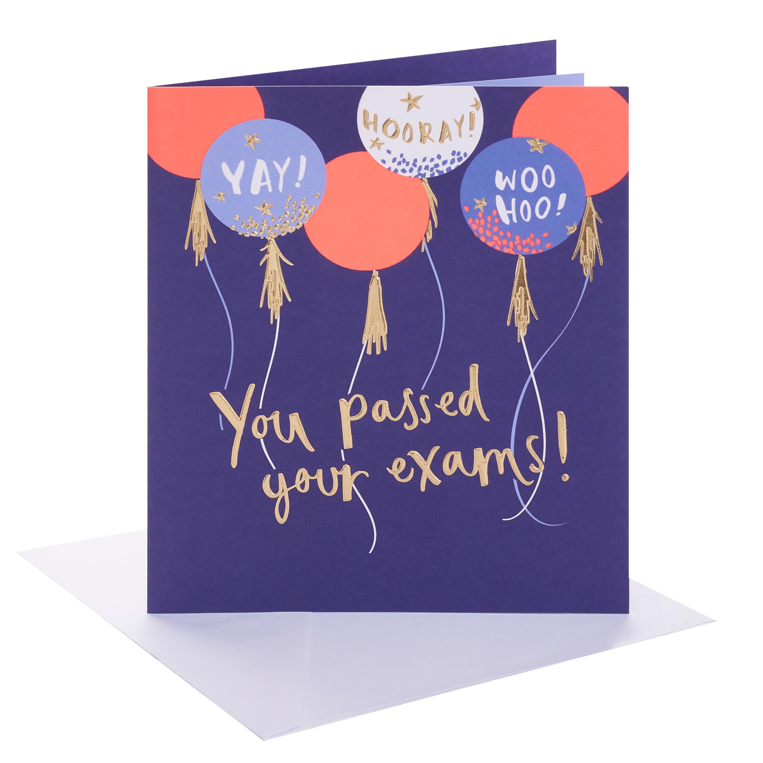UK Greetings | Congratulations Card for Passing Exams | Congratulations/Proud of You | Her/Him | Balloons Design | With Envelope | 15.9 x 18.4 cm