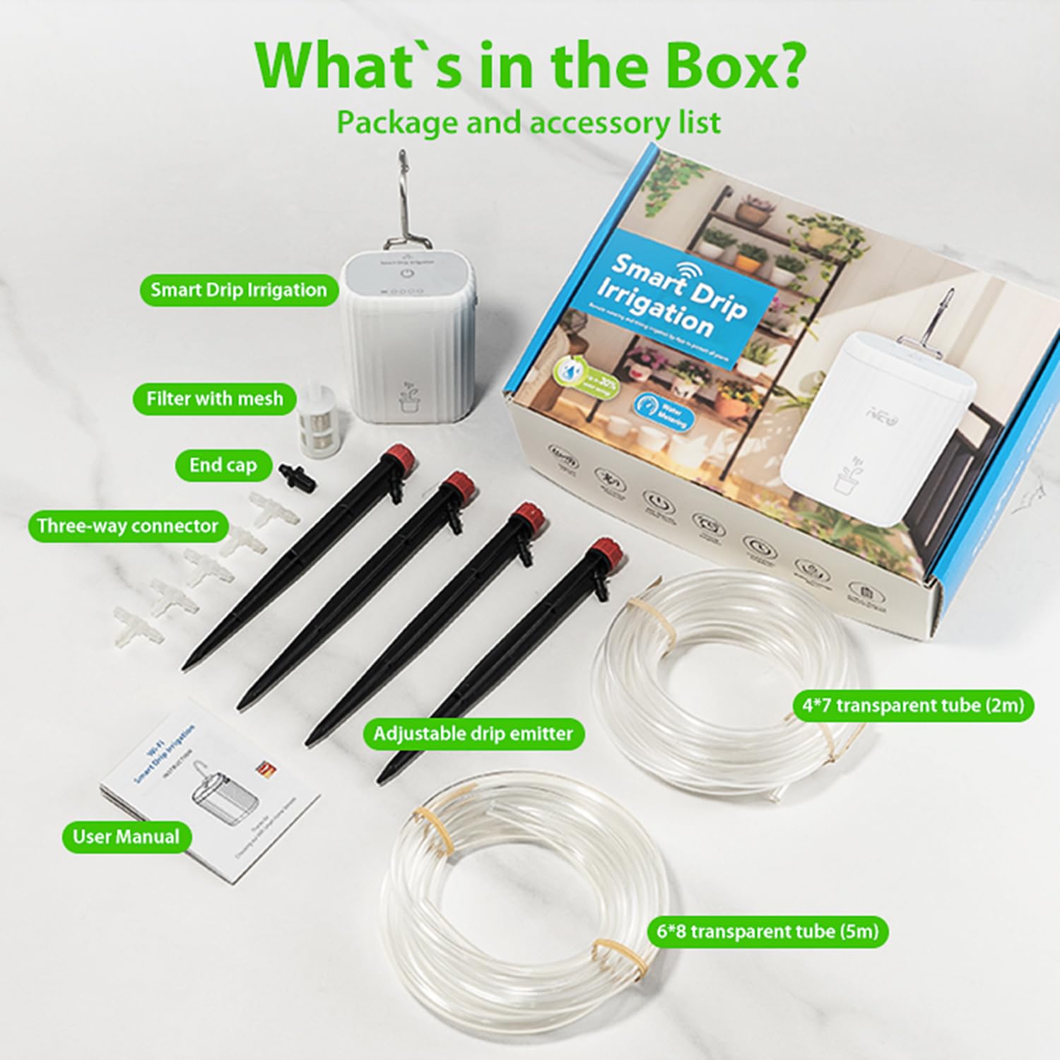 Système d'irrigation goutte à goutte WiFi : système d'arrosage automatique pour plantes en pot, kits intelligents d'irrigation goutte à goutte avec minuterie d'eau et application d'alarme de pénurie