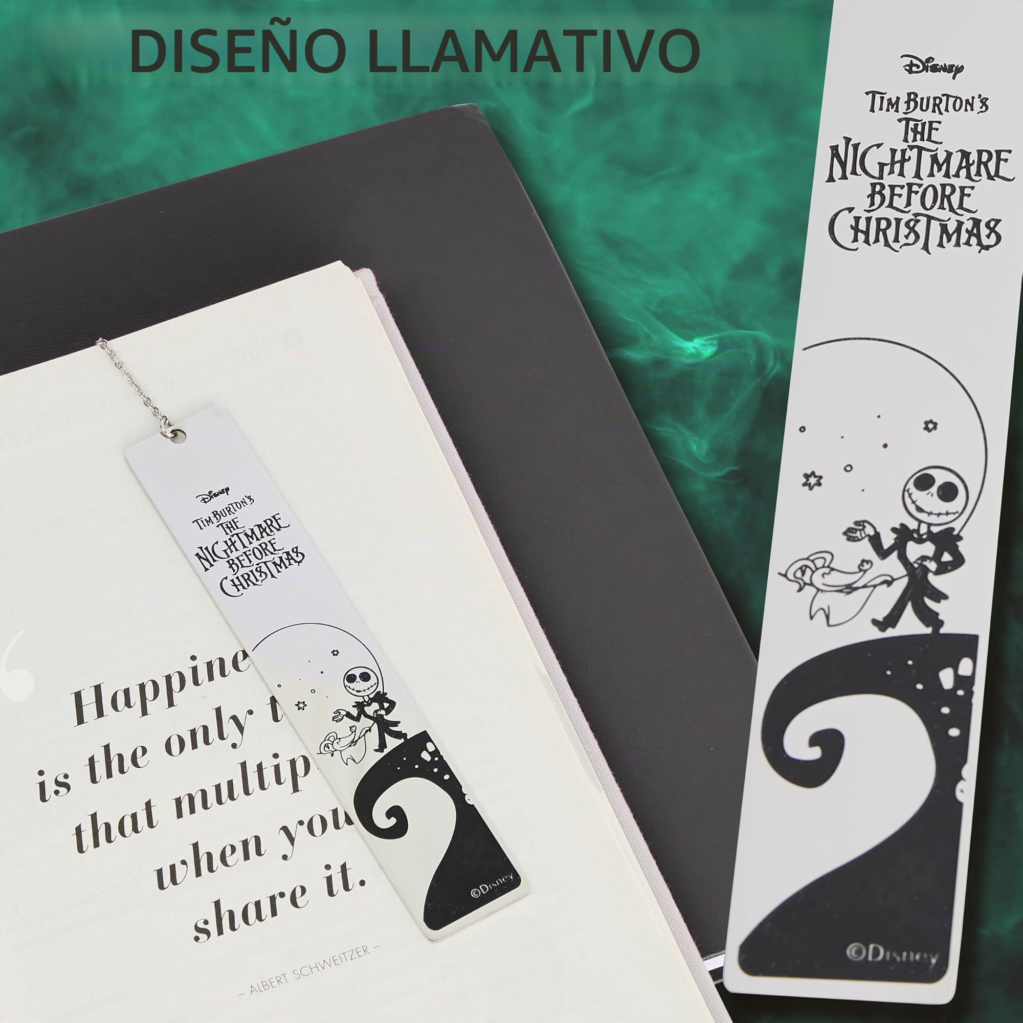 Disney Stitch Marcapaginas Originales de Metal con Colgante Accesorios Lectura para Niños Adolescentes Mujeres Regalos para Lectores Amiga Profesor (Plata Jack Skellington)