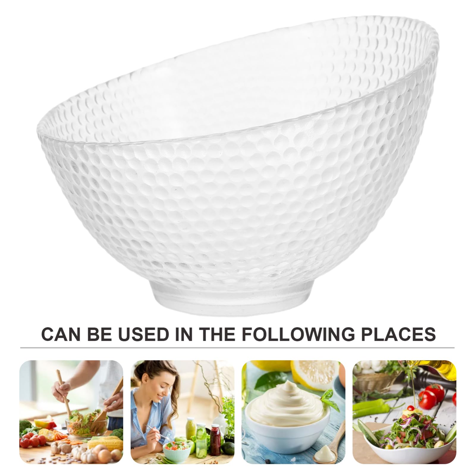 SOLUSTRE Bol De Creativo con Borde Biselado para Ensalada y Postre Recipiente Transparente para Frutas y Cocina Cuenco Duradero y Fácil De Limpiar Apto para Uso Doméstico y Restauración