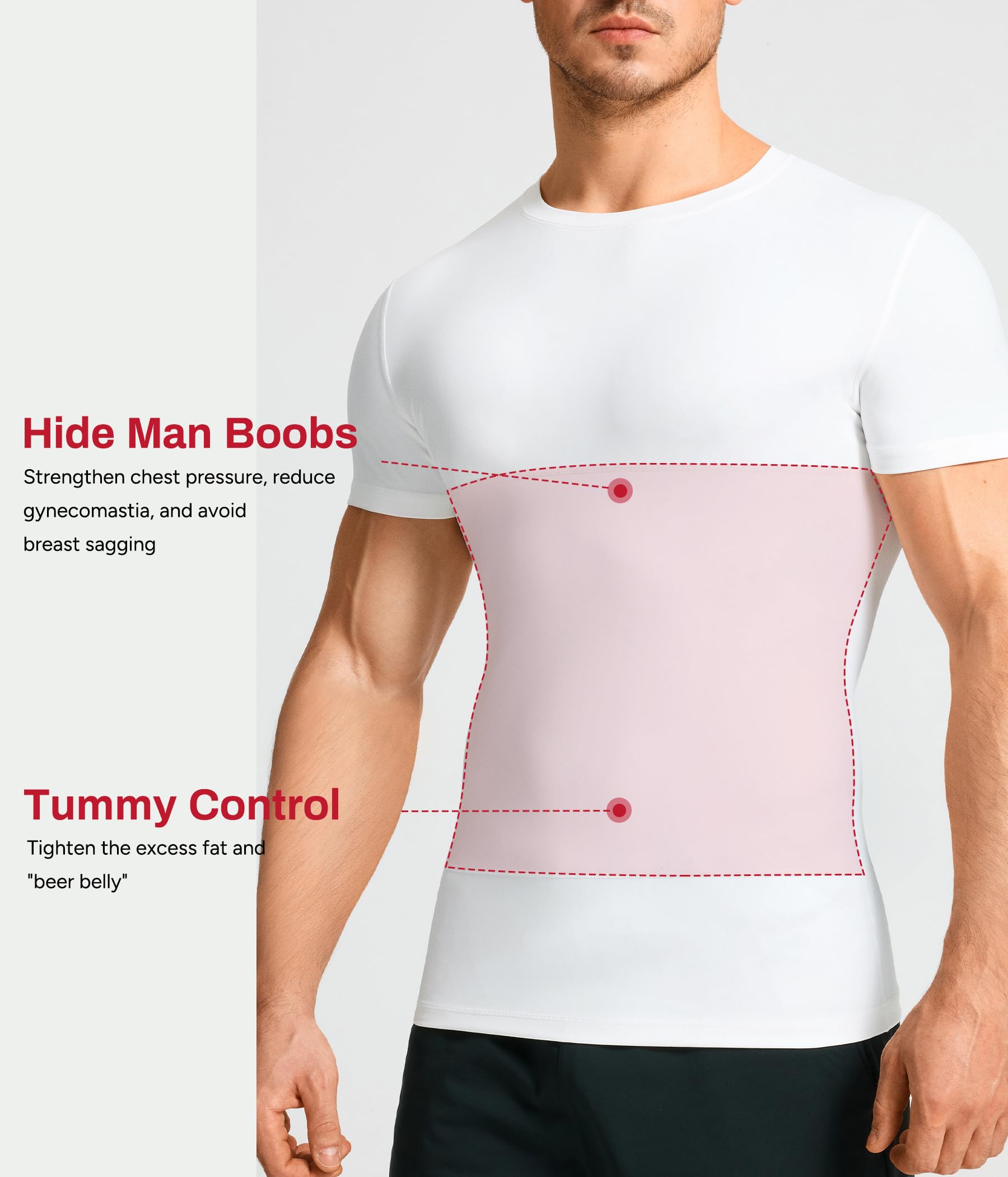 Nebility Maillot de Corps Homme Compression T-Shirt Peau Respirant Ventre Plat Soutien Abdominal Anti-Transpirant à Séchage Rapide