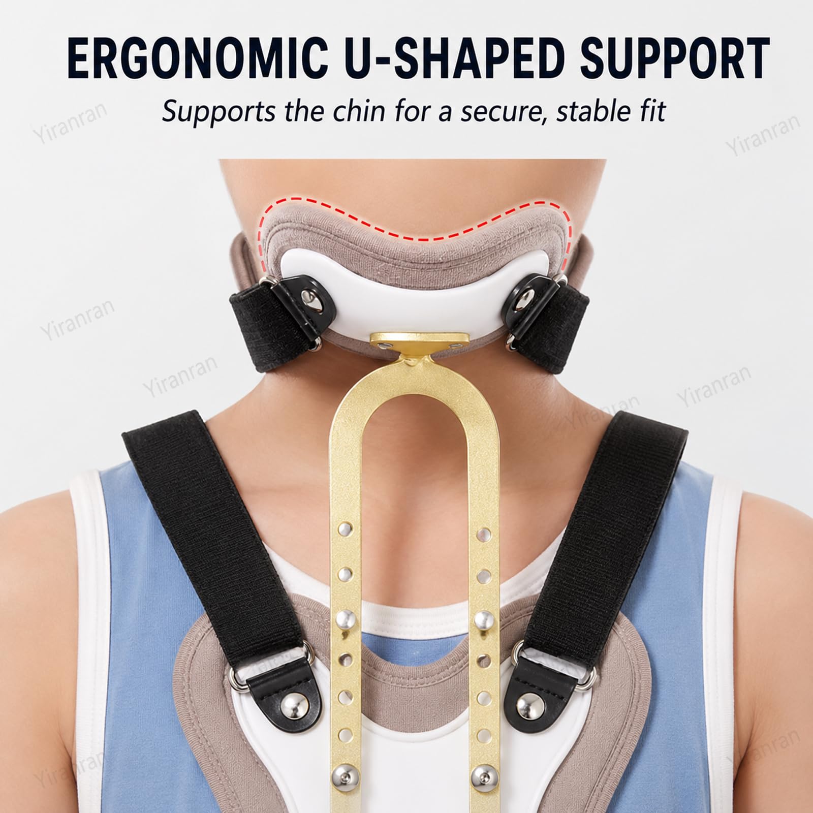 Ortesis de columna para niños,collarín cervical,órtesis cabeza, cuello y pecho,ajustable libremente,transpirable y agradable para la piel,con soporte lumbar en U para el alivio lesiones cuello y