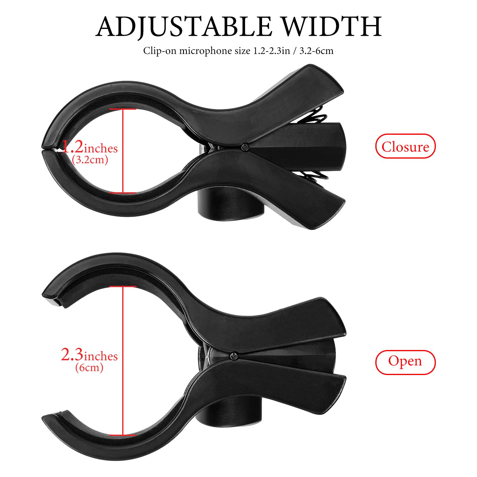 Geekria for Creators Universal Microphone Clip Holder, Adjustable Mic Mount with 5/8" Male to 3/8" Female Screw Adapter - Image 2