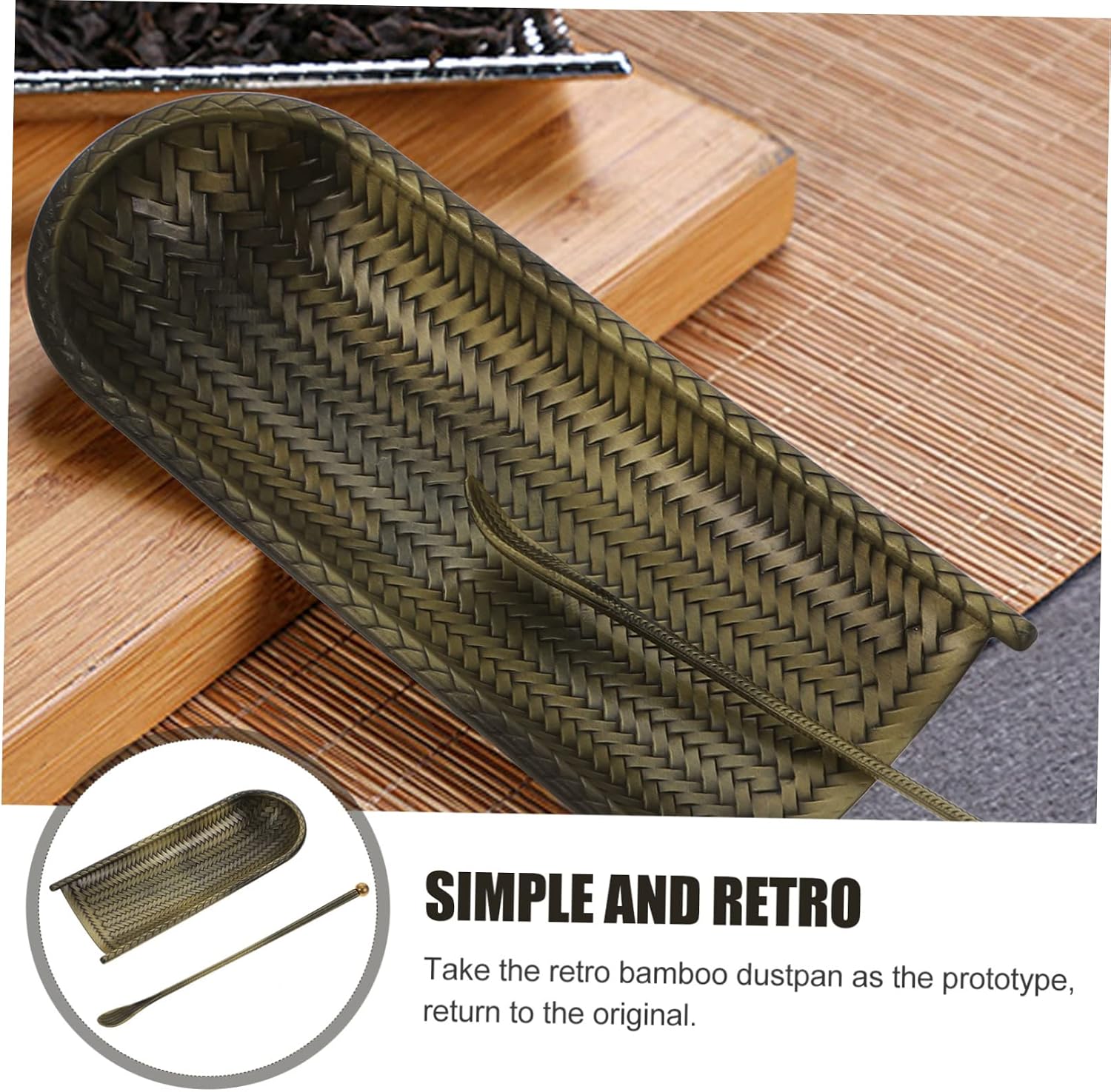 Alloy Tea Set Tea Spoon Needle Scoop Imitation Bamboo Weaving for Chinese Preparation