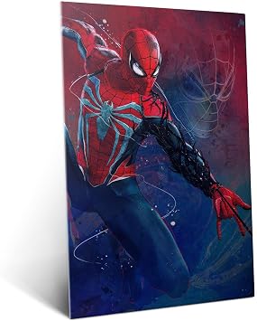 Displate Metal Poster Marvel Symbiote Spider-Man Advanced Suit L | Wall-safe magnetic mounting, no drilling or tools. Easy to mount, artwork, wall decor home living room, bedrooms, offices.