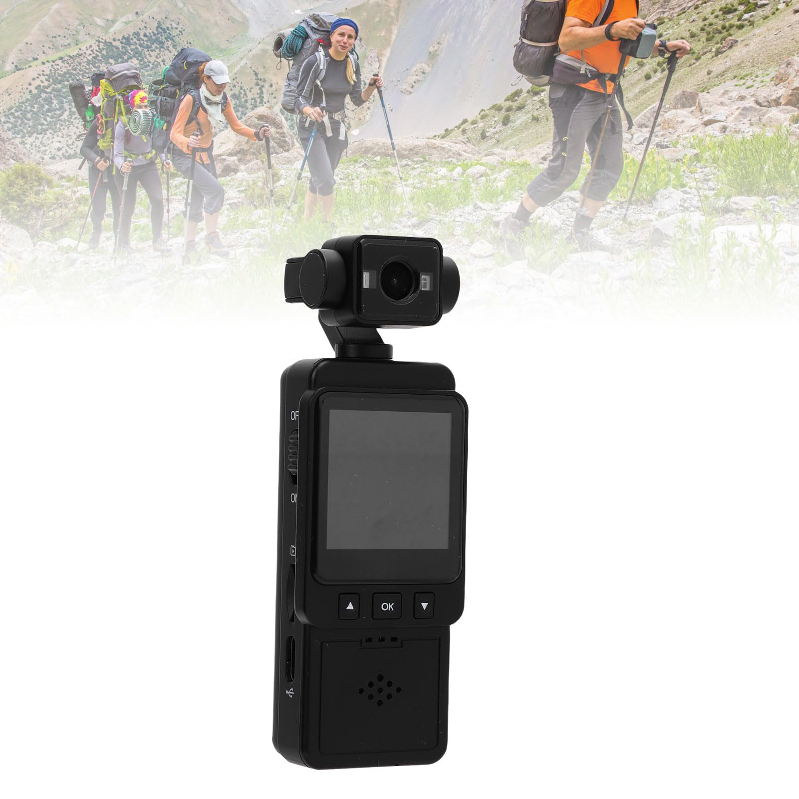 Tosuny Cámara de Acción Portátil, Videocámara de Bolsillo WiFi 1080P con Lente Rotatable de 360​​°,Detección de Movimiento, Pantalla LCD, Cámara Desgastada con