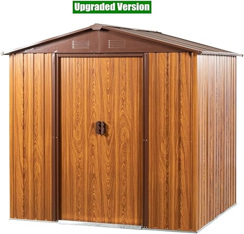 Miniatura 7 de SIGONE Versión más fuerte y actualizada de 6 pies de ancho x 6 pies de profundidad. Cobertizo de almacenamiento de metal para exteriores con puerta