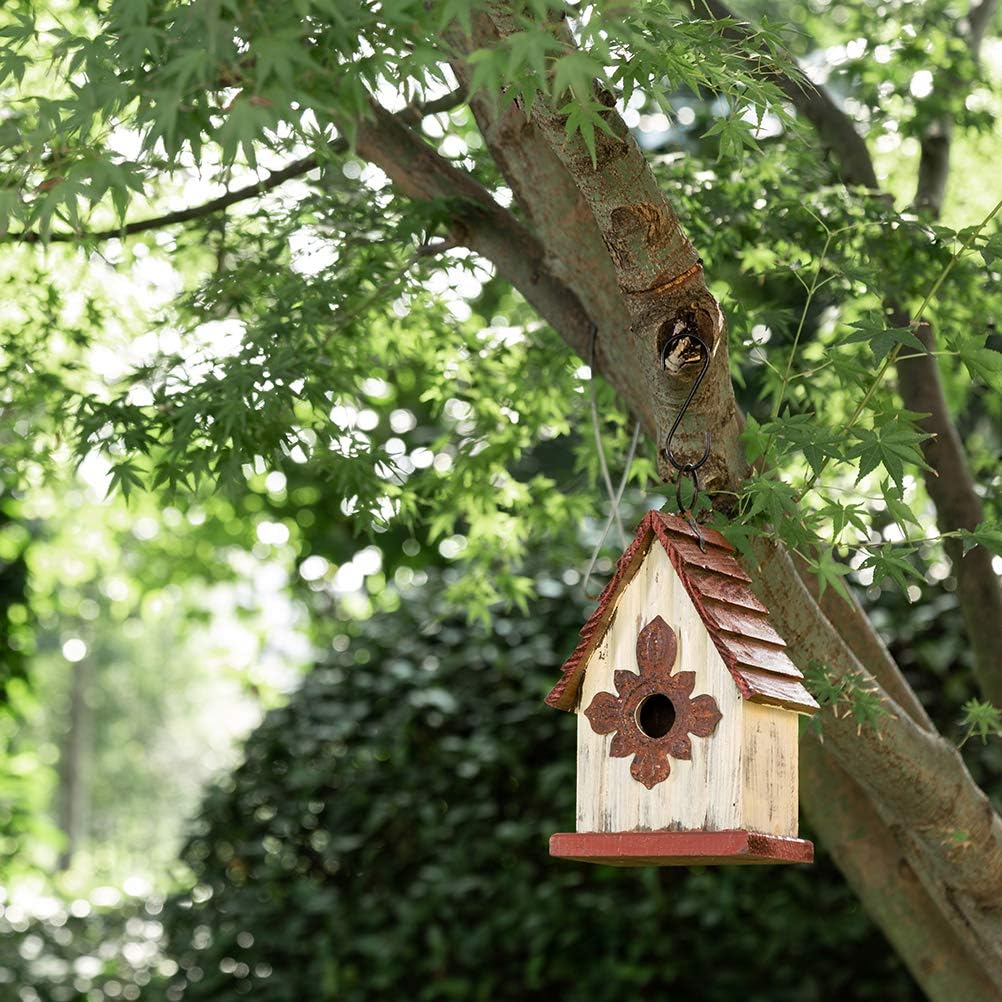 Glitzhome Wooden Bird House Indoor Outdoor Decor Hanging Garden Birdhouse 8.94" H : Patio, Lawn & Garden