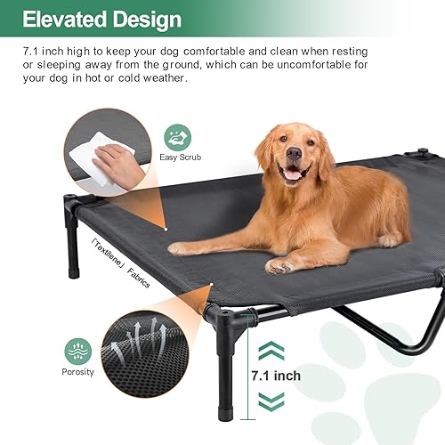 Miniatura 4 de Cama elevada para perros para exteriores con toldo, cuna elevada para perros con sombra, tienda de campaña impermeable para perros medianos y