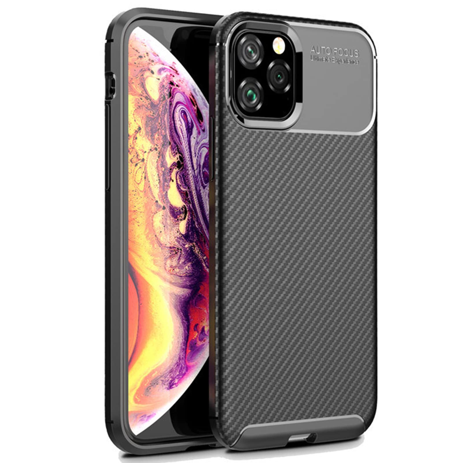 Hülle für iPhone 14/14 Pro/14 Plus/14 Pro Max,Kohlefaser Textur Premium Soft TPU Kratzfeste Stoßfeste Weiche Silikon Schutzhülle Case,Schwarz,14 6.1''