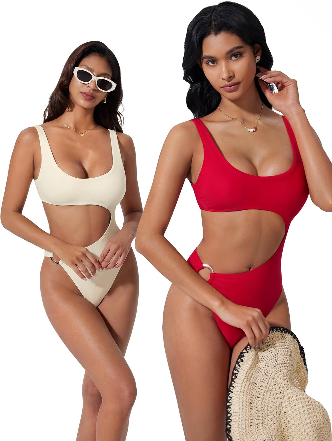 SUUKSESS Women Sexy One Piece Tummy Control Swimsuit Cutout Backless Bathing Suit - Image 6