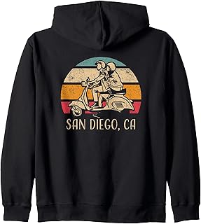 San Diego California USA Vintage Scooter Retro Sunset Design Zip Hoodie