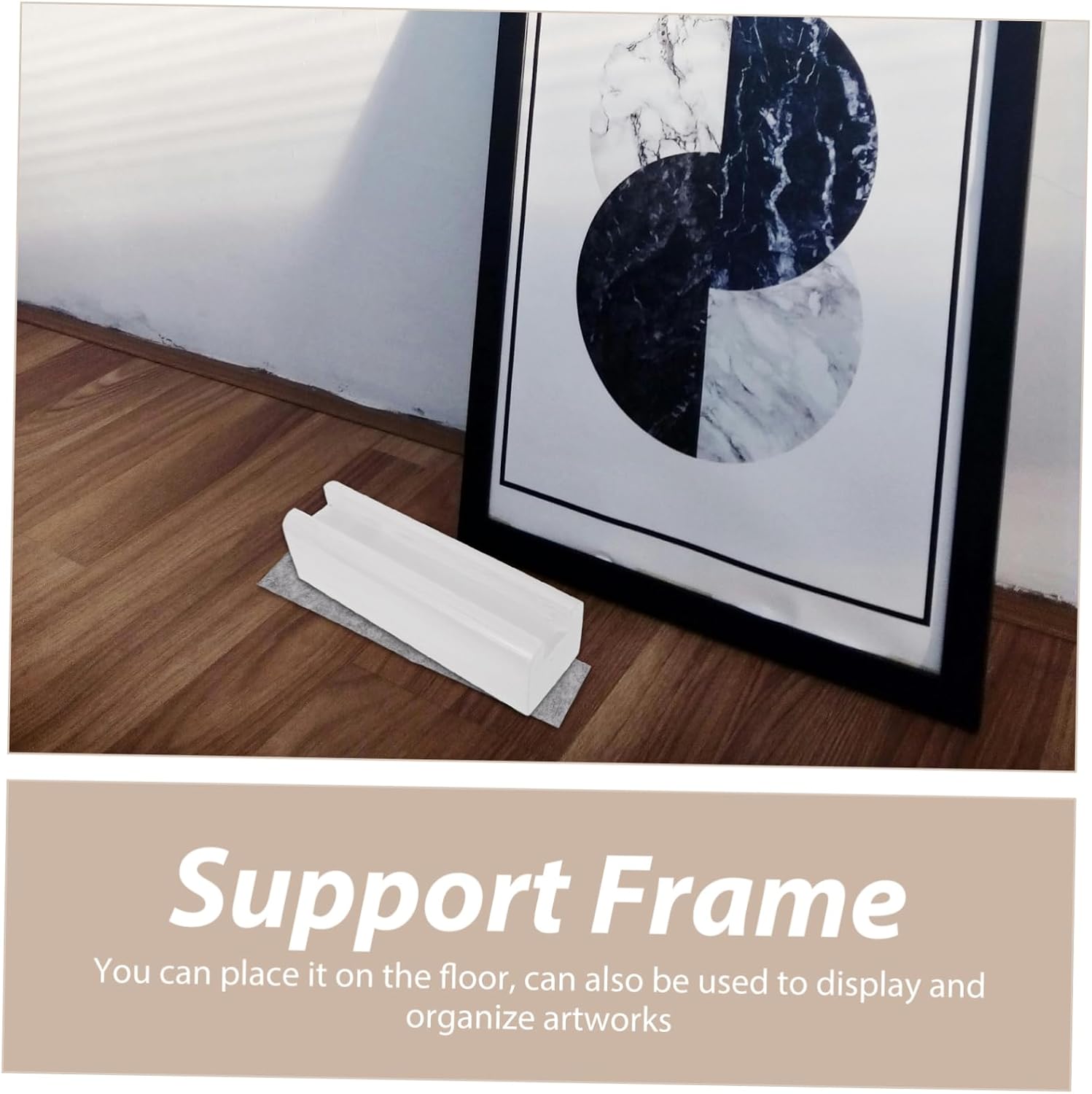 Wooden Floor Mirror Support Bracket Full Mirror Stand White Artwork Holder Rack