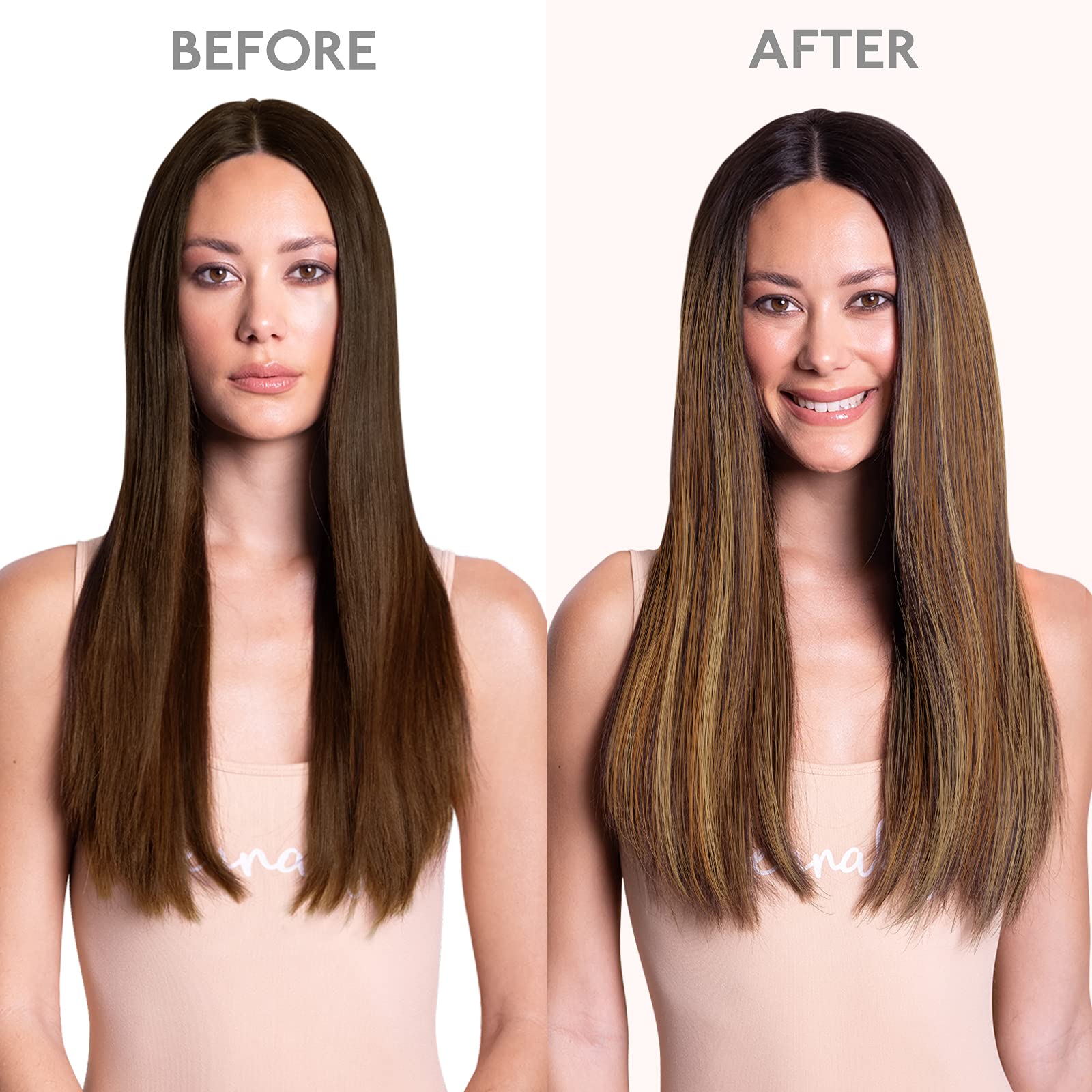 WENNALIFE Extension Capelli Veri Clip Senza Cucitura, 150g 7Pezzi 50cm Castano Scuro fino a Castano e Biondo Sporco Evidenziato Extension Con Clip Invisibile PU Seamless Extension per Capelli a Clip