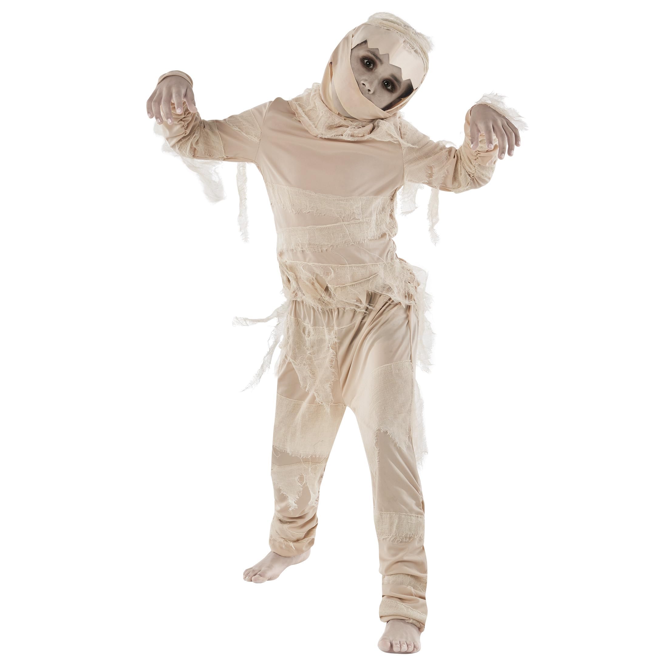 Morph Costume Mummia Bambino, Costume Halloween Bambino | Maglietta, Pantaloni & Cappuccio da Mummia, Stile Antico Egitto, Perfetto per Halloween, Ideale per il Gioco di Ruolo