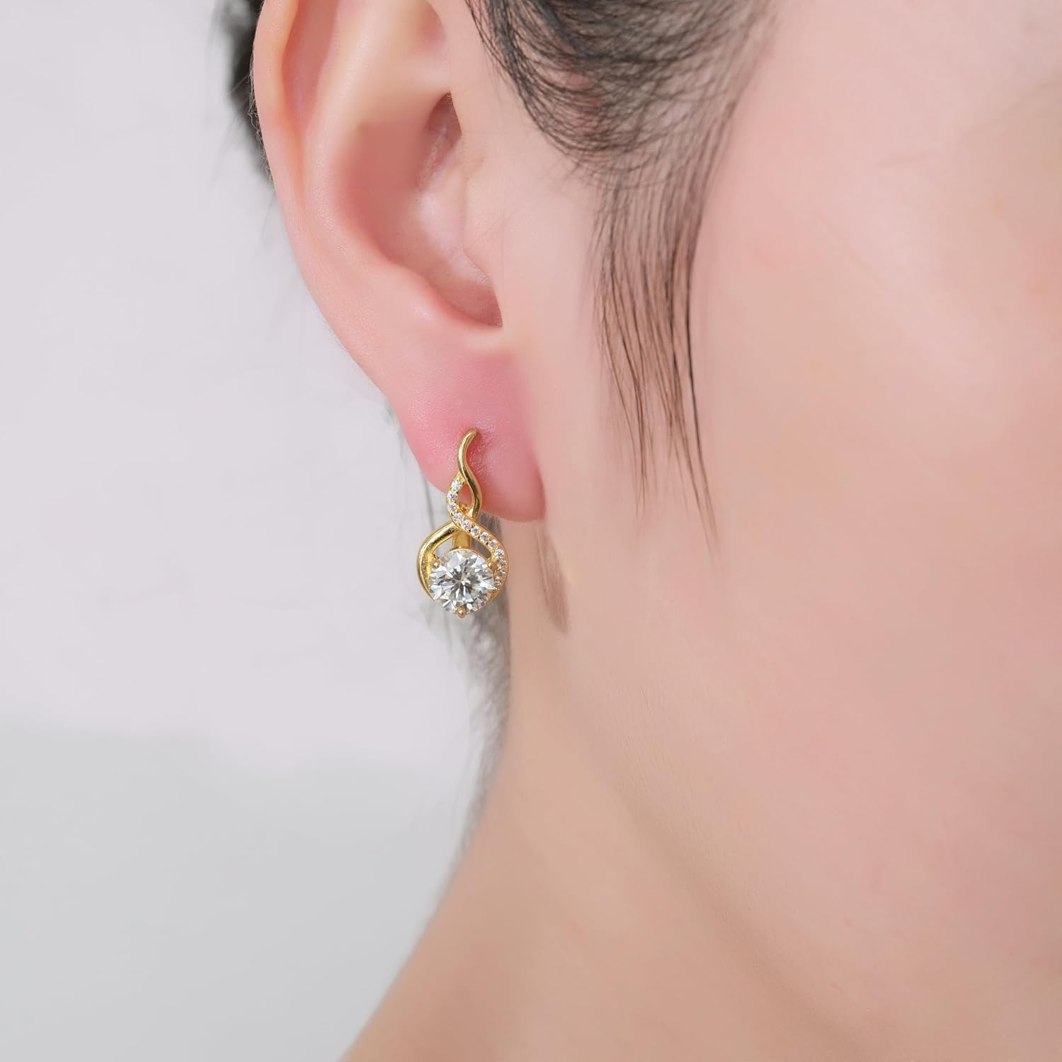 Moissanite Hoop Earrings, 1CT Moissanite Diamond Earring, Infinity Love 925 Sterling Silver with 18K White Gold Plating Earrings, Hypoallergenic, Jewelry Box Packed, Jewelry Gifts for Women