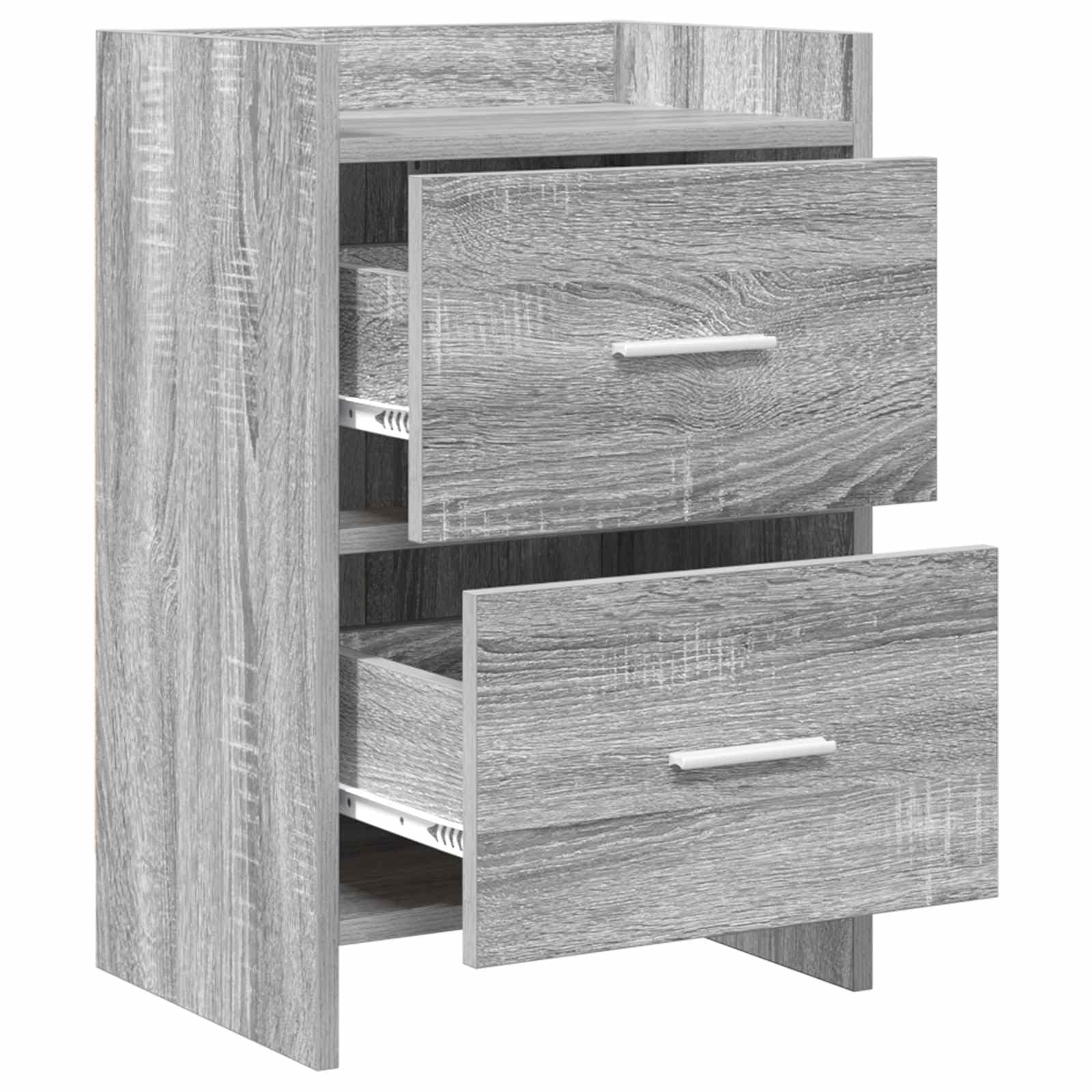 Comodino grigio sonoma, 40 x 30 x 60 cm, in legno con 2 cassetti, per camera da letto, soggiorno, corridoio, cameretta dei bambini, pratico ripiano, stabile, struttura leggera, robusto