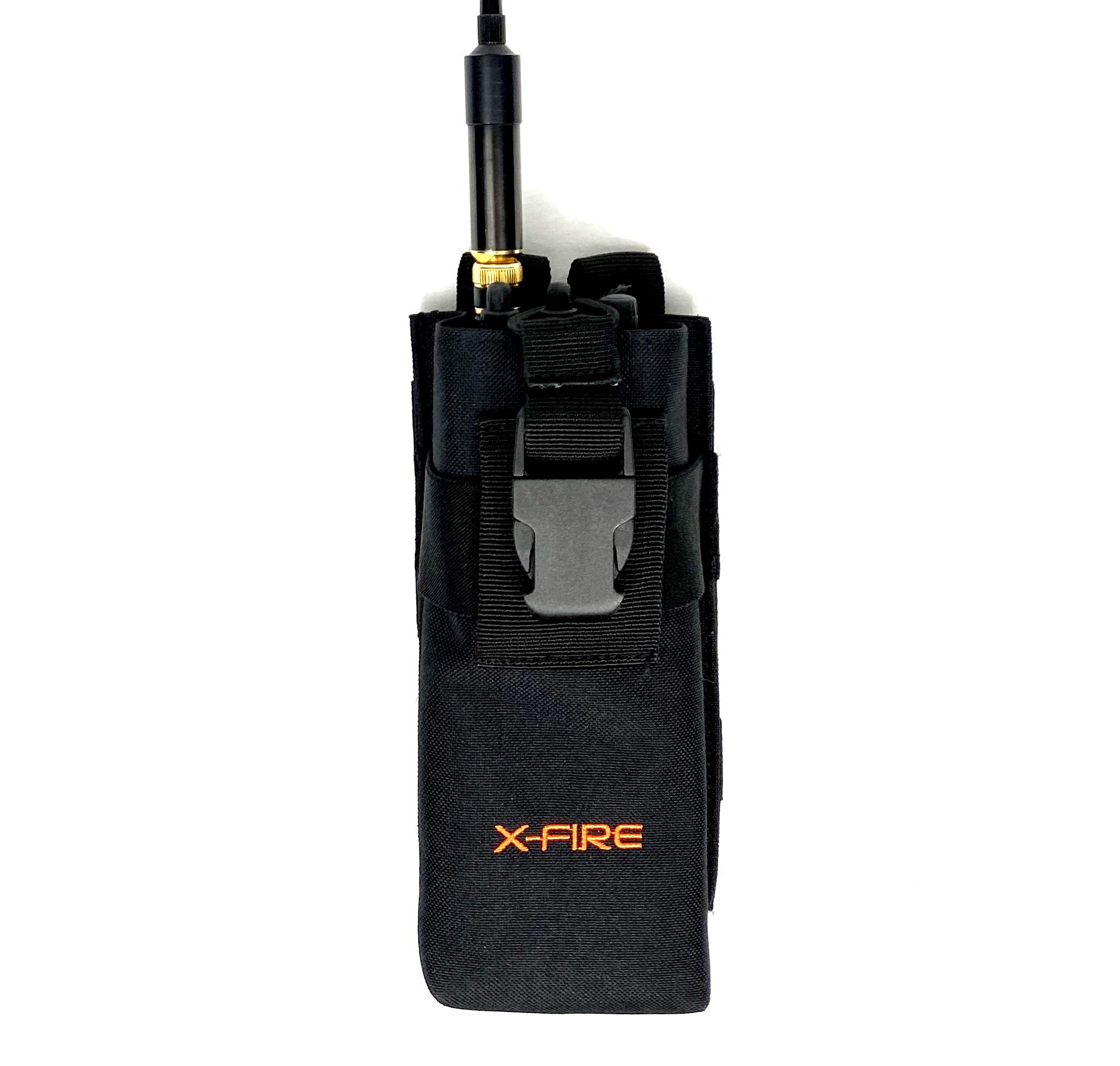 X-FIRE® Tall Washable Duty Belt Radio Holder, MOLLE/PALS Compatible, for Large Radios. Speaker Mic Side Port. Also Holds Two 30 Rnd. AR Mags or a Can of Bear Spray. Versatile Item for Tactical/LE.