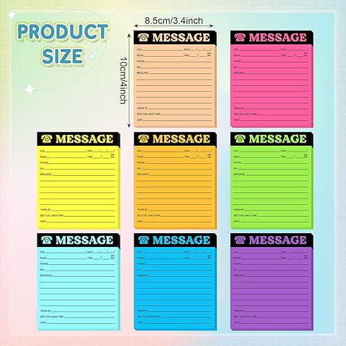 Miniatura 9 de 16 bloc de mensajes telefónicos de 4 x 3.4 pulgadas, color brillante, autoadhesivo, libro de mensajes, bloc de notas de devolución de llamada para