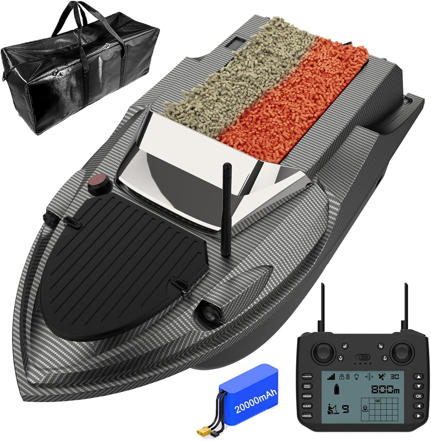 Barco Cebador Inteligente GPS para Pesca, Control Remoto De 800 M, Capacidad De 3 Kg, Doble Motor, Luz Led, Batería De 20000 Mah para Pesca Nocturna, Función De Crucero Basic Version