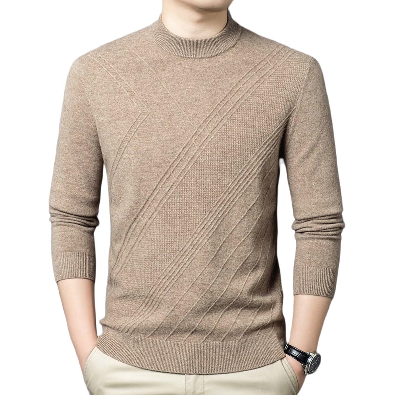 HNVAVQ Maglione 100% Cashmere Uomo Maglia Invernale