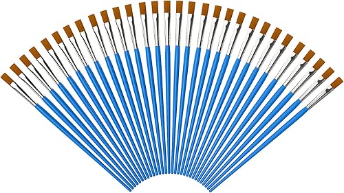 Juego de pinceles de pintura Halobios para pintura acrílica, 30 piezas Pincel plano de pintura acrílica artística, pinceles de nailon para niños,