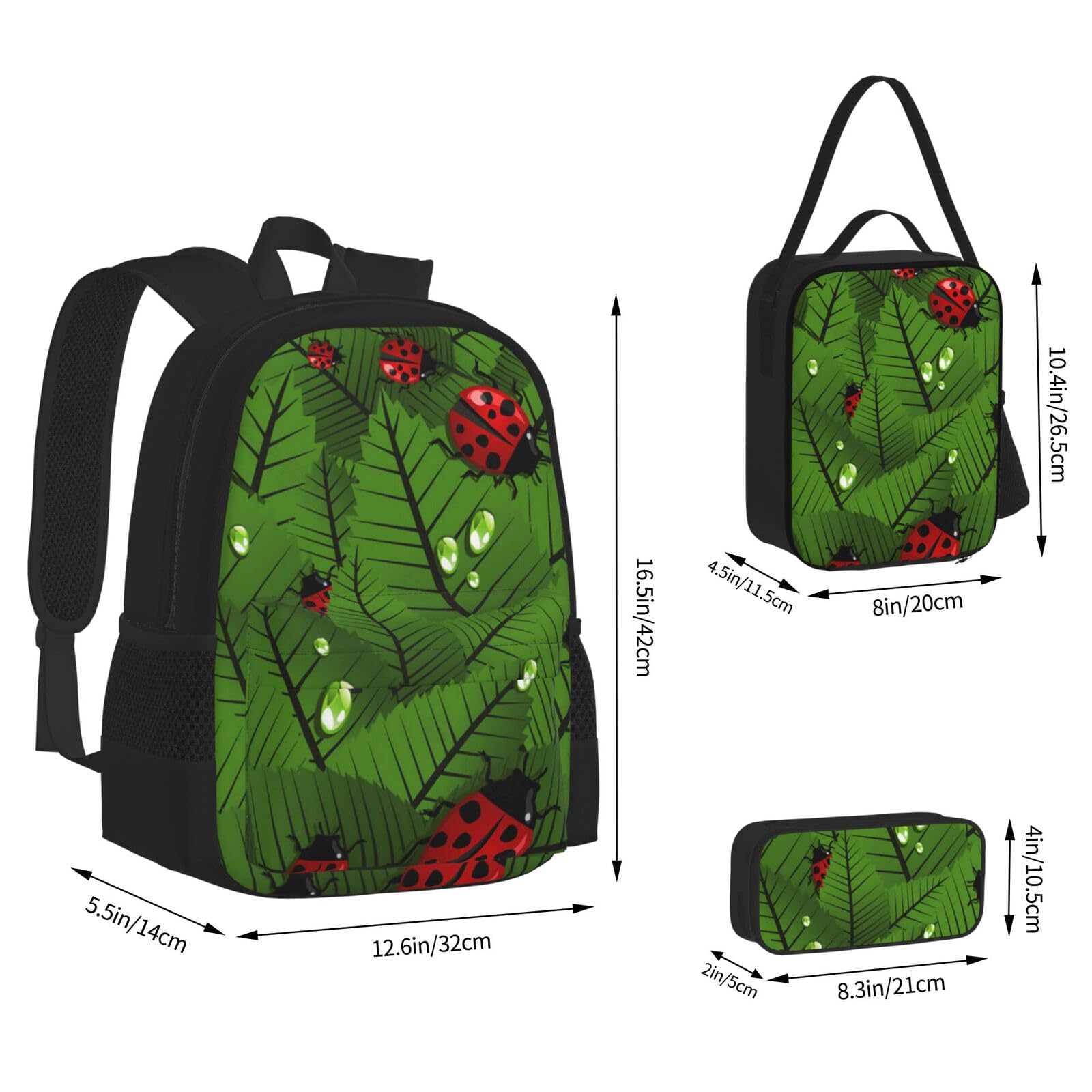 Petoskey Stone Schulbücher-Set mit Lunchtasche, Federmäppchen, Reise, Laptop, Rucksack, Schultasche, 3-teiliges Set